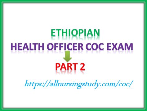 The directorate administers a standardized licensing <b>examination</b> for first-degree graduates of higher education institutions to assess their competence in providing <b>health</b> care so as to meet the transformation agenda ‘Quality & Equity in <b>Health</b> Care. . Coc exam for health officer in ethiopia pdf